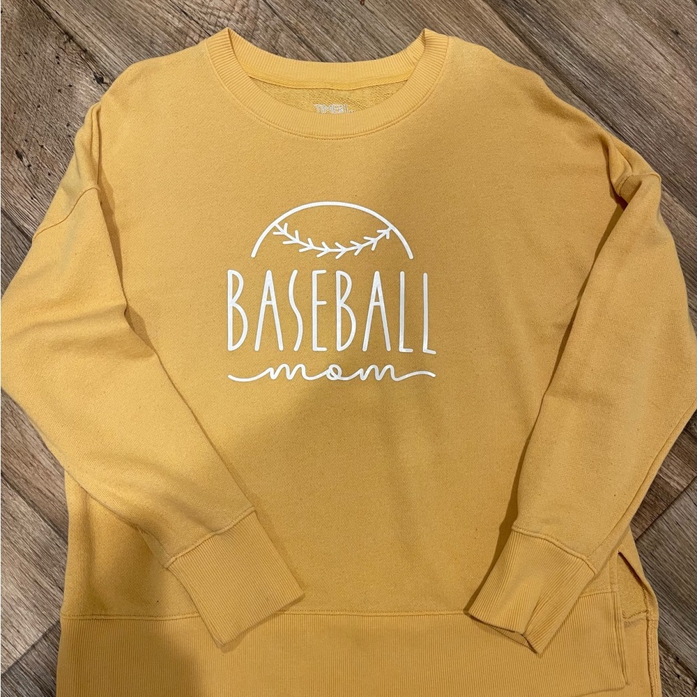 Golden Yellow "Baseball Mom" Pullover Sweatshirt. Women’s Medium 8-10